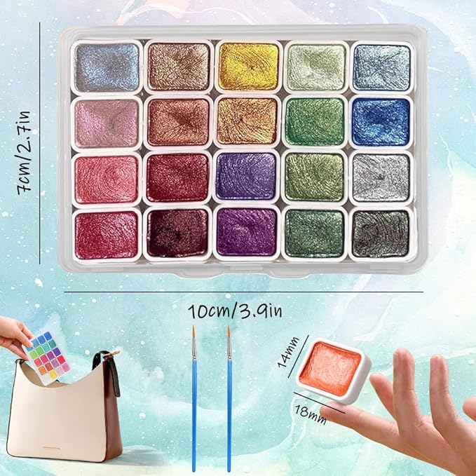 Christmas Forestry Shifting Watercolor Painting Set,Forestry - Color Shifting Watercolor Paint Set,20 Colors Watercolor Painting Setes,Shimmer Metallic Colourful Paints Sest,Metallic Watercolor Paint Sets (2 PCS)