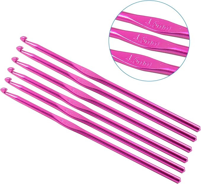 Cionyce 6 Pack Aluminum Crochet Hook 4.5mm US Size 7 Crochet Needle for DIY Craft Yarn Knitting Needles