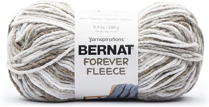 Bernat Forever Fleece Latte Yarn - 2 Pack of 280g/9.9oz - Polyester - 6 Super Bulky - 194 Yards - Knitting/Crochet