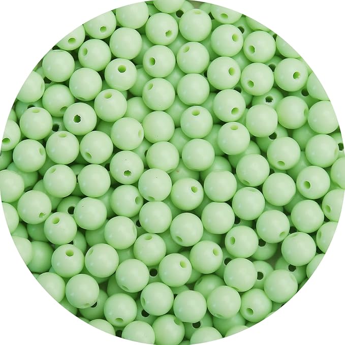 bonny boxx 200pcs 10mm smooth green acrylic round beads, plastic resin bubblegum balls chunky gumball beads for necklace and bracelet making, crafting supplies