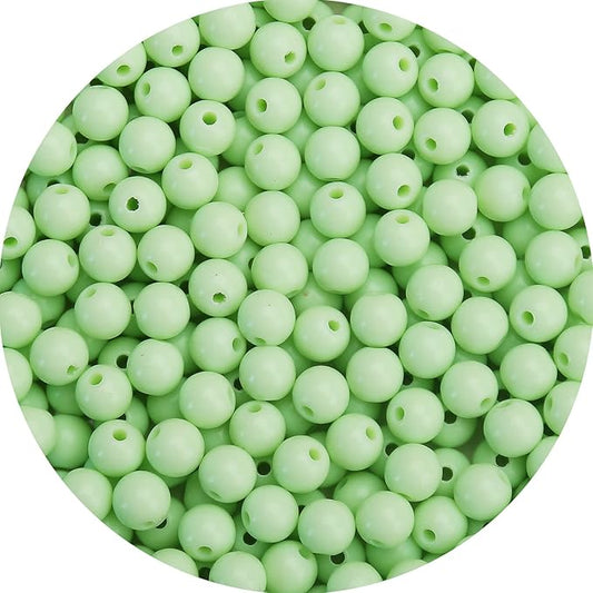 bonny boxx 500pcs 8mm smooth green acrylic round beads, plastic resin bubblegum balls chunky gumball beads for necklace and bracelet making, crafting supplies