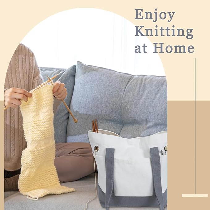 Yarn Bag, Canvas Tote Crochet Bag Organizer, Lightweight Yarn Storage Knitting Bags for Crocheting, Portable Travel Bags and Totes, Crochet Accessories, Knitting Kit Holder