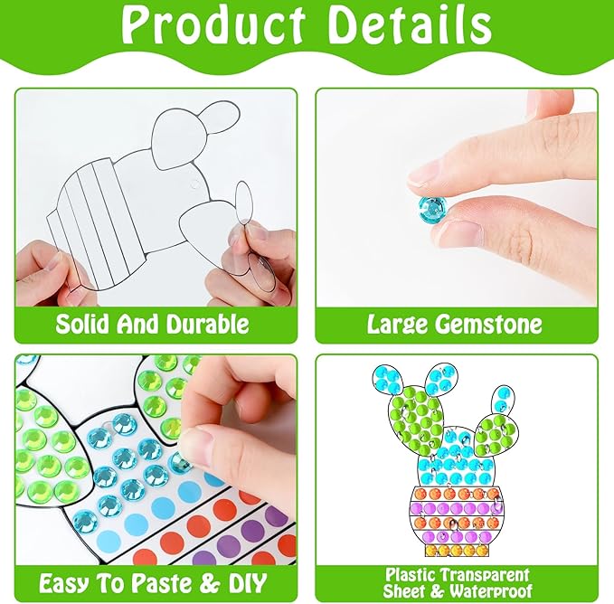 Qyeahkj 6 Pcs Spring Arts Crafts DIY Flower Potted Gem Diamond Suncatcher Craft Plant Diamond Painting Gifts Exchange Home Activity Game Party Decor