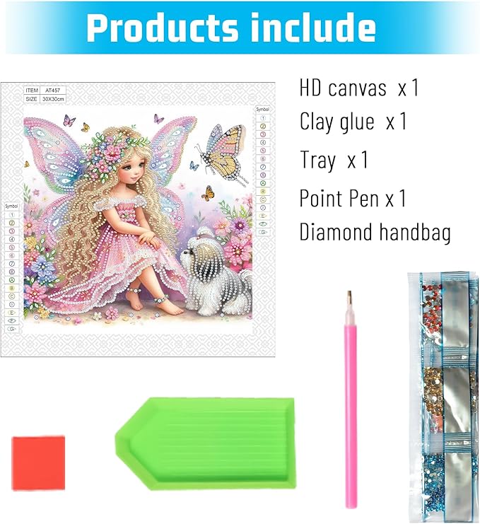 AiYuanzsh Diamond Art Painting Kits for Adults, 5D Special Shape Diamond Art Kits for Beginners, Crystal Rhinestones Diamond Art Painting for Home Wall Decoration Gift 12×12 inch, Princess Elf