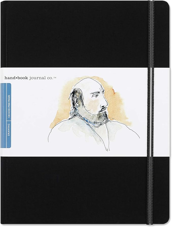 Travelogue Drawing Book, Grand Portrait 10-1/2 x 8-1/4, Ivory Black Artist Journal