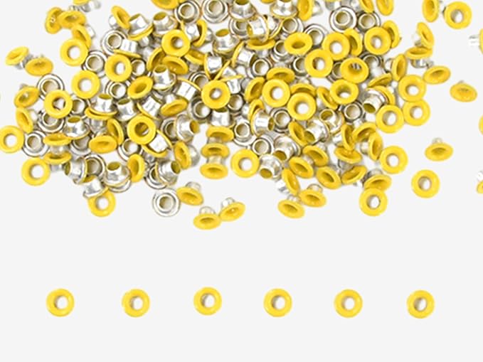 FoRapid 3mm/1/8" Aluminum Quicklet Eyelets-Scrapbooking/Birthday Wedding Baby Greeting Holiday Card/Paper Craft/Luggage Cruise Tag/DIY Album/Clothing etc-200 PCS (Yellow)