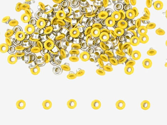FoRapid 3mm/1/8" Aluminum Quicklet Eyelets-Scrapbooking/Birthday Wedding Baby Greeting Holiday Card/Paper Craft/Luggage Cruise Tag/DIY Album/Clothing etc-200 PCS (Yellow)