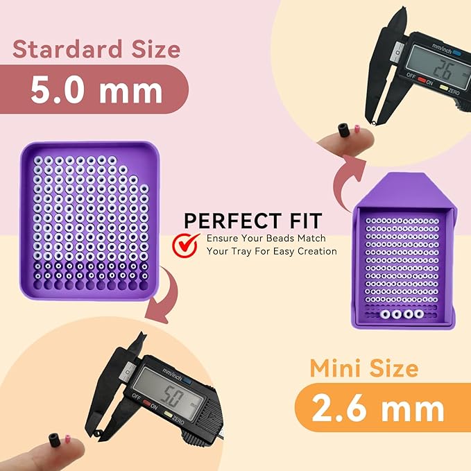 3 Pcs 2.6mm Mini Fuse Beads Picking Tray Kit, Efficient Sorting Tools with Effortless Beads Recovery, User-Friendly for Iron Bead Beginners (Transparent Purple,Pink,Purple)