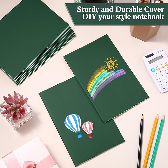 mimorou 100 pcs journals notebooks bulk - kraft softcover a5 small notebooks 5.5 inch x 8.3 inch notepads with 60 page 30 sheet for writing sketch travel office supplies(green,lined)