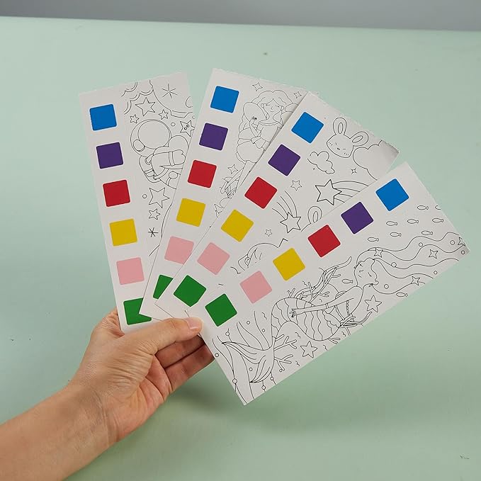 Pocket Watercolor Book Set, Watercolor Painting Book,Watercolor Bookmarks for Kids, Beginning, Students Painters Christmas Gifts (4 PCS)