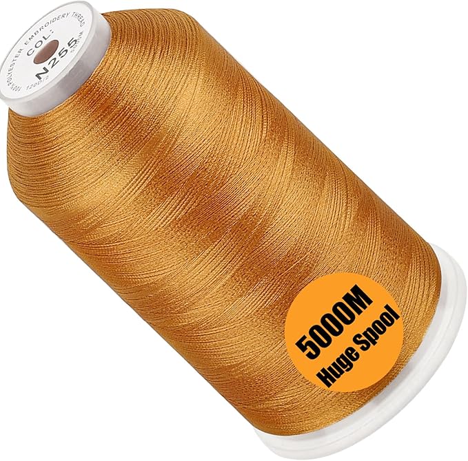New brothread - Single Huge Spool 5000M Each Polyester Embroidery Machine Thread 40WT for Commercial and Domestic Machines - Toast(Janome Color)