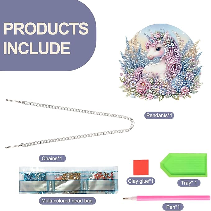 TDFERAN Diamond Painting Pendant Unicorn DIY Diamond Art Ornament Kits Arts and Crafts for Adults Gem Art Hanging for Wall Home Window Decor Paint by Numbers for Abults Painting Art Work