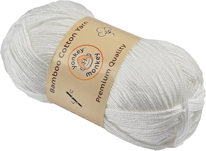 10-Pack of Yonkey Monkey 500 Grams Yarn - 70% Rayon derived from Bamboo, 30% Cotton - Imported - White 9013
