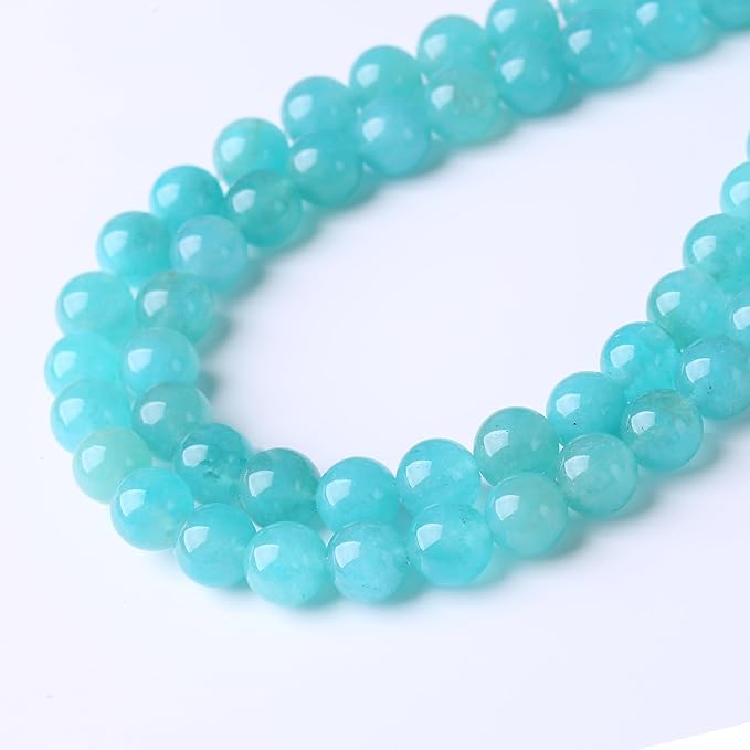 Blue Jade Stone Beads Gemstone Round Crystal Energy for Jewelry Making DIY Bracelet Necklace 1 Strand 15.5inch 35PCS 10MM