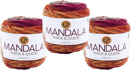 (3 Pack) Lion Brand Yarn Mandala Thick & Quick Bulky Yarn, Pocket Watch
