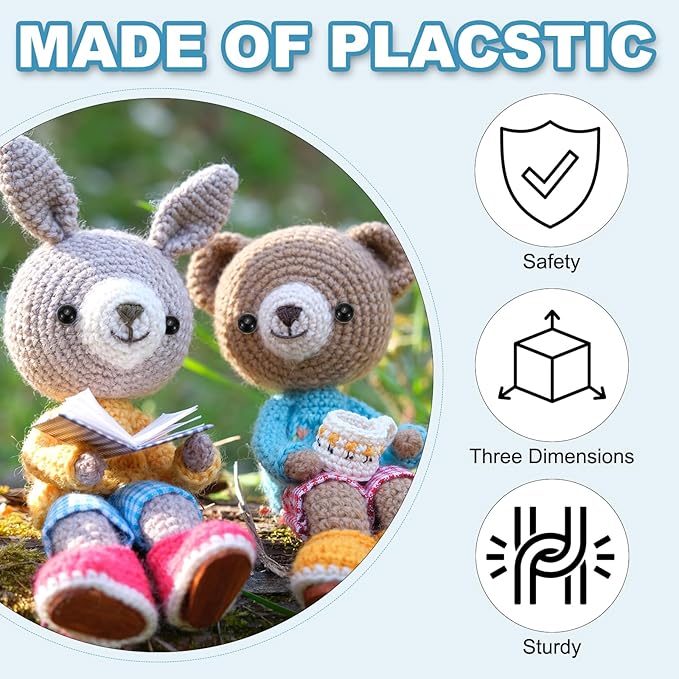 PATIKIL 22mm Safety Eyes, 100 Set Plastic Craft Eyes with Washers for Stuffed Animals Crochet Toys Dolls DIY Craft Making, Black