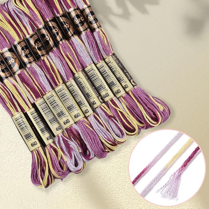 6 Strands Purple Variegated Embroidery Floss Gradient Color Cross Stitch Threads Friendship Bracelet String Polyester Threads Bulk for Jewelry Making Sewing Bracelet Knitting Stitching Craft