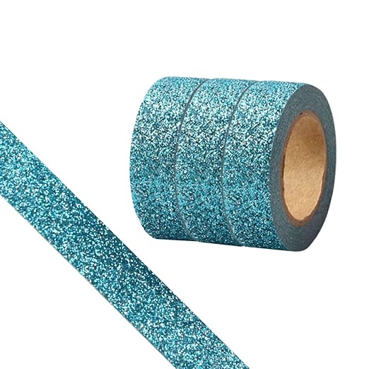 Glitter Washi Tape,3 Rolls 5/8"(15mm) Dark blue Decorative Tape, Craft Self Adhesive Stick On Sticky Glitter Trim Gold ，Supplies for DIY, Bullet Journal, Craft, Gift Wrapping, Scrapbooking (Dark blue)