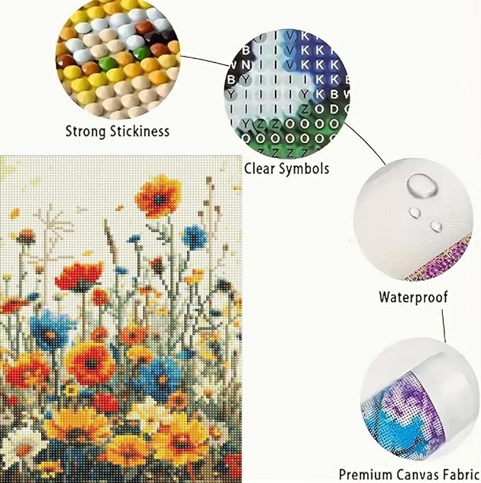 GEMFAMILY 5D Diamond Painting Kits for Adults Beginner,Diamond Art Kits for Wild Flowers, DIY Scenery Full Round Drill Gem Art Craft Kits for Adults for Home Wall Decor12x16 Inch