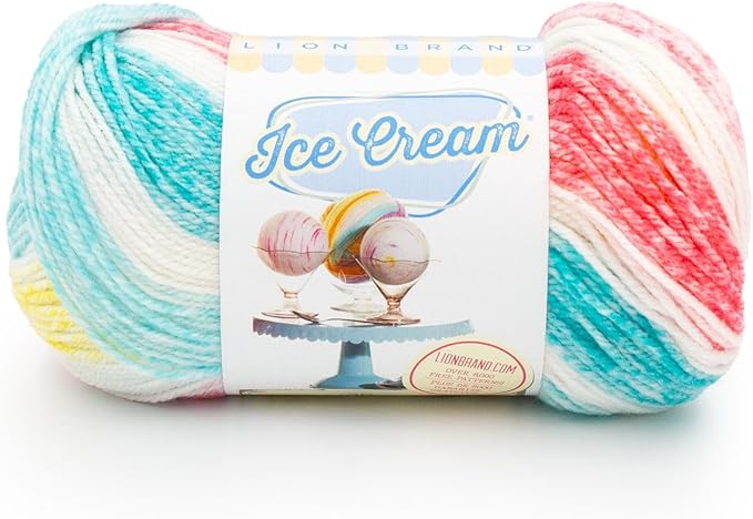 Lion Brand Yarn, Ice Cream Baby Yarn for Knitting, Crochet, and Crafts, Funfetti, 1 Pack, DK Weight Colorful Acrylic Fiber for Baby Blankets, Hats, and Sweaters