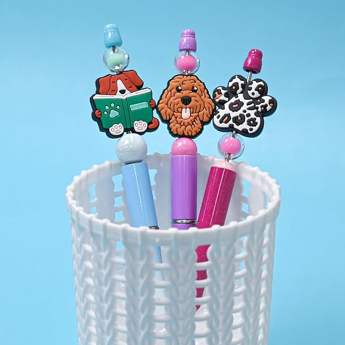 Silicone Focal Beads for Pens Dog Accessory Kit 50 Pcs Colorful Round Silicone Beads for Keychain Making Bracelet Necklace Handmade Crafts