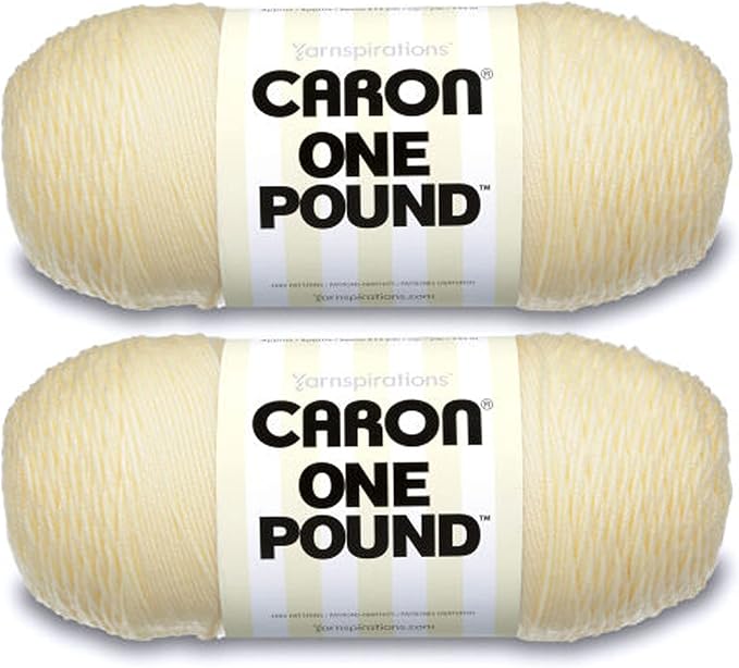 Caron One Pound Cream Yarn - 2 Pack of 454g/16oz - Acrylic - 4 Medium (Worsted) - 812 Yards - Knitting/Crochet