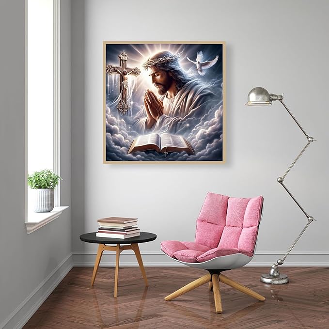 ARPADAMO Square Diamond Art Kits for Adults-Jesus Square Drill Diamond Painting,Square Diamond Art,DIY Religion Gem Art Kits for Adults and Crafts for Gifts and Home Wall Decor 12x12inch