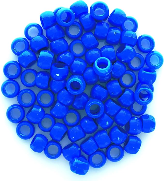 Pony Beads, 6x9mm, Neon Blue, 750pc – Bracelet Making Kit for Jewelry and Kandi Crafts – Bulk Craft Beads for Friendship Bracelets and DIY Projects