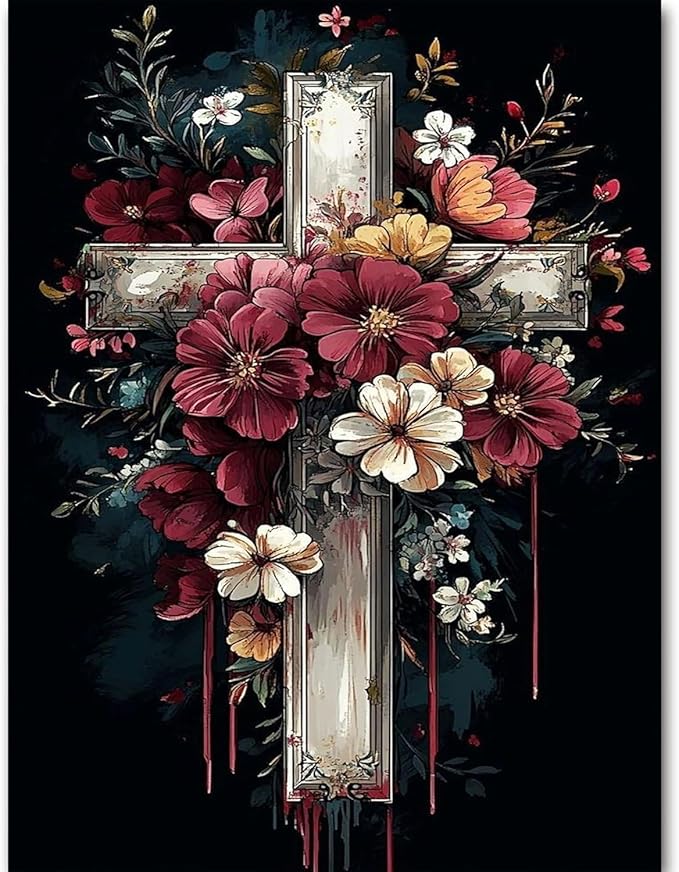 mybisymqq religious stamped cross stitch kits needlepoint counted cross stitch kits for beginners，full line diy cross stitch stitching kit for home decor cross stitch patterns 11.8x15.7 inches
