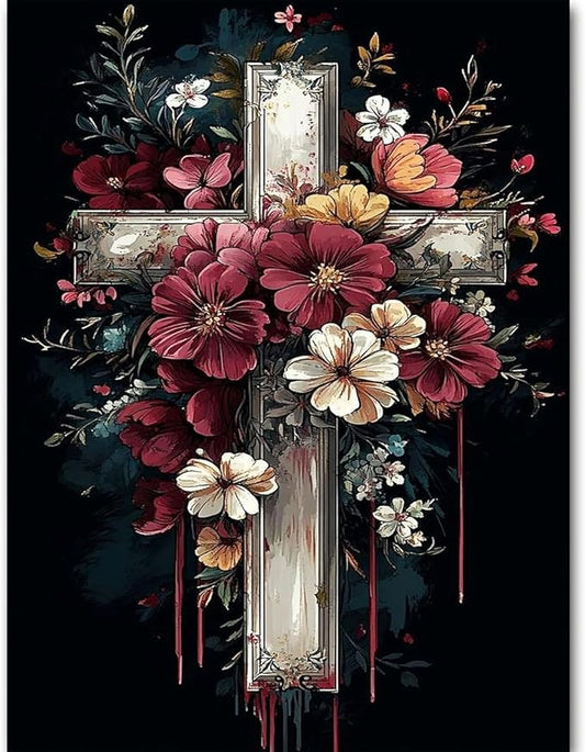 mybisymqq religious stamped cross stitch kits needlepoint counted cross stitch kits for beginners，full line diy cross stitch stitching kit for home decor cross stitch patterns 11.8x15.7 inches