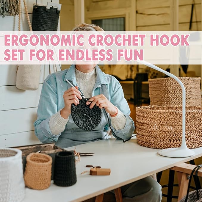 TOGETRUE Crochet Hooks, 12 Size Soft Grip Crochet Hooks Set, Crochet Needles with Storage Case, Knitting Needle Kit for Beginners, Knitting Enthusiasts (2.0~8.0mm)