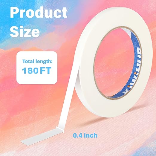 Artist Tape for Watercolor Paper, White Art Masking Tape for Drafting Painting Canvas Framing - Acid Free, 0.4" x 180 FT