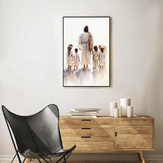 Framed Paint by Numbers Kit for Adults Beginner Jesus, Adult Paint by Number Kits on Canvas Framed Christian, DIY Acrylic Oil Painting by Numbers with Frame, Perfect for Home Decor Gift 8 X 12 Inch