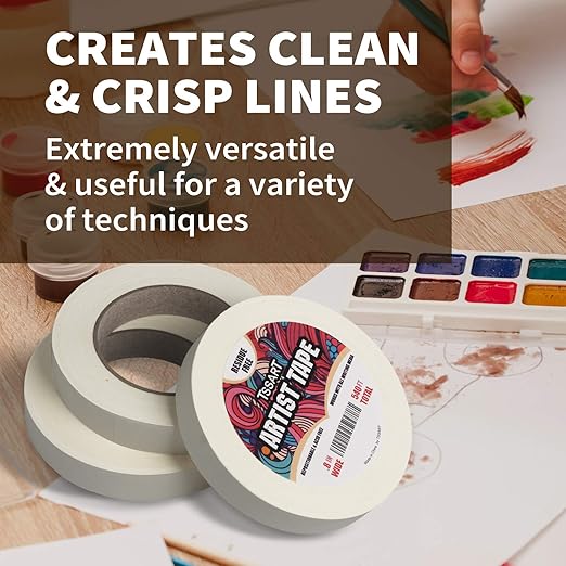 3 Pack White Artist Tape - Masking Artists Tape for Drafting Art Watercolor Painting Canvas Framing - Acid Free 0.8inch Wide 540FT Long Total