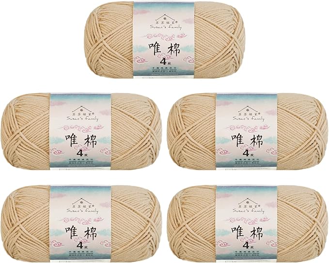 Susan's Family 4 ply 60% Cotton 40% Acrylic Yarn - Soft & Durable - 5 x 50g (1.76oz) - 655 Yards for Knitting & Crocheting - Baby Blankets, Amigurumi, Sweaters & More