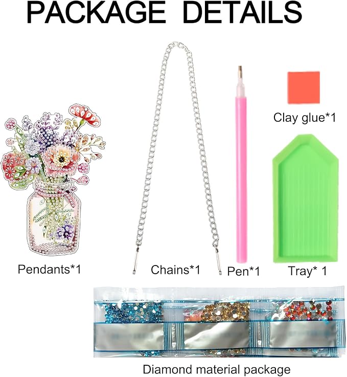 Floral Jar Diamond Painting Hanging Ornament, DIY 5D Special Shaped Rhinestone Acrylic Pendant, Vase with Flowers Diamond Art Kit for Wall, Door, Window or Garden Decoration, Handmade Craft Gift