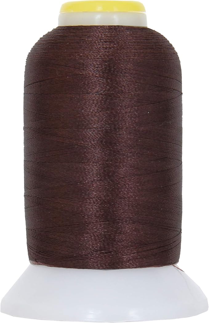 Threadart 60 Weight Micro Embroidery Thread | Fine Line Lettering & Bobbin Thread | 1000m Spools - 30 Colors Available - Dk Brown