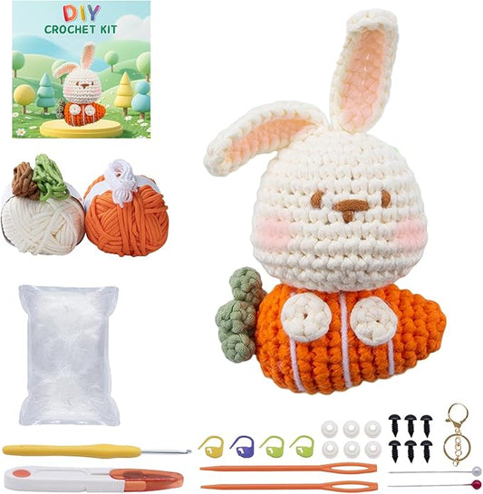 EOKPHULL Crochet Kit for Beginners, Easy DIY Crochet & Knitting Kit for Adults with Step-by-Step Video Tutorials, Yarns, Stuffing, Crochet Hook and Accessories, Crochet Craft Set