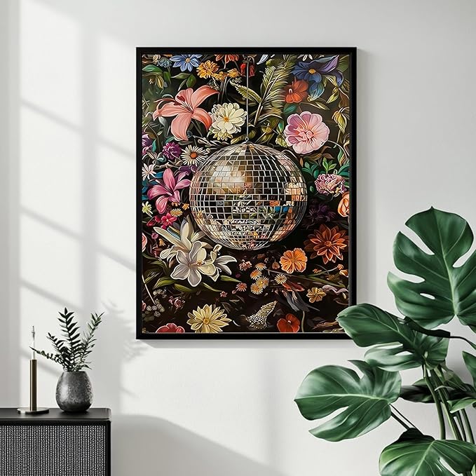 Flowers Paint by Numbers for Adult,Disco Paint by Numbers Kit for Adults Beginners, DIY Acrylic Painting on Canvas for Home Wall Art Decor 16x20 Inch