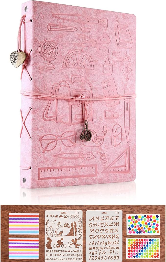 ThxMadam Leather Scrapbook Album 60 Pages Vintage Love Photo Album,11 * 8.1 Inch Scrapbook for Couples-DIY Memory Book,Birthday/Wedding Guest Book Gift for Anniversary Mother's Day