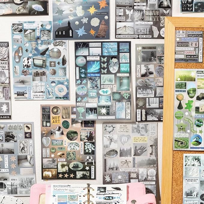 Alideco 30pcs Scrapbook Stickers Vintage Ancient Dreamcore Style Elements Sticker Book for Adults Sticker journaling Stickers for Scrapbooking (huiyoufuguang)