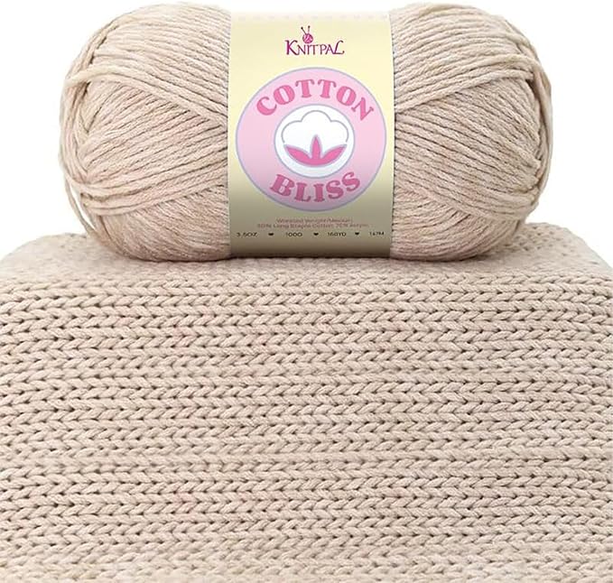 Cotton Bliss Soft Cotton Blend Yarn for Crocheting, 4-Pack (640Yds / 400G), Free Patterns, Beginners Friendly - #4 Medium Worsted Weight Yarn for Baby Blanket - Silver Teak