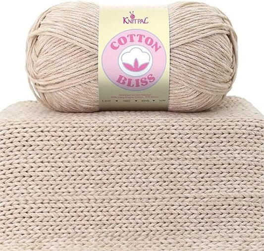 Cotton Bliss Soft Cotton Blend Yarn for Crocheting, 4-Pack (640Yds / 400G), Free Patterns, Beginners Friendly - #4 Medium Worsted Weight Yarn for Baby Blanket - Silver Teak