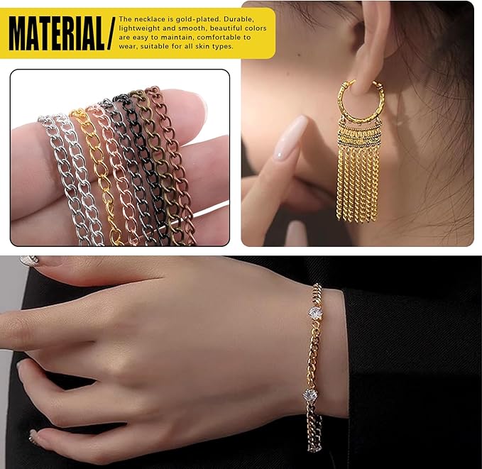 102Pcs Jewelry Making Kit, 10 Yards Necklace Chains with 50Pcs Open Jump Rings, 50Pcs Lobster Clasps, Chain Nose Pliers for DIY Necklace Bracelet Jewelry Making - Gun Black