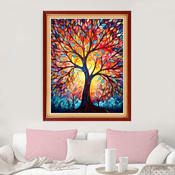 dimxvean stamped cross stitch kits,cross stitch kits for adults beginners,embroidery kits full range of cross stitch stamped kits needlepoint kits cross stitch patterns-noctilucent tree 16x20 inch