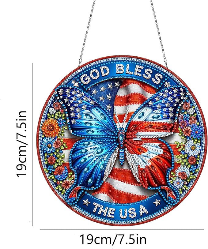 Generic DIY Hanging Diamond Pendant Special Shaped Crystal Diamond Art Painting Ornament Single Sided for Window Home Garden Wall Door Decor-USA Butterfly