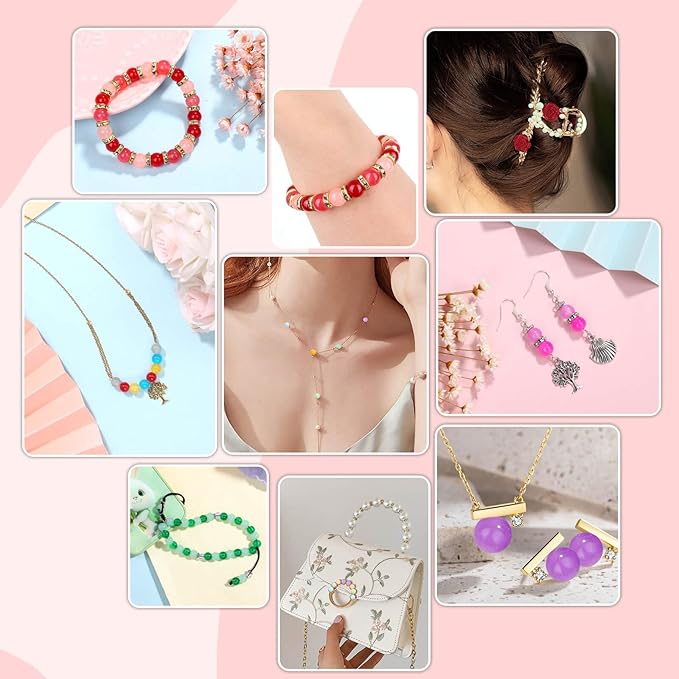 753 Pieces Glass Beads Bracelet Making Kit, Shynek 24 Color Glass Beads for Jewelry Making with Spacer Beads, Bail Tube Beads, Charms and Elastic String for Bracelets