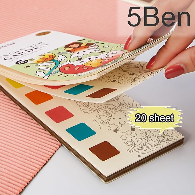 Pocket Watercolor Book Set, Watercolor Painting Book,Watercolor Bookmarks for Kids, Beginning, Students Painters Christmas Gifts (5 PCS)