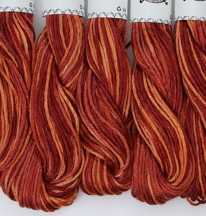 KCS Big skeins of 25 Meters Size 25 Color Variegated Cross Stitch Stranded Threads,6 skeins,69