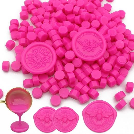 250pcs Wax Seal Beads Rose Pink, Andotopee Premium Sealing Wax Beads for Stamp Seals, Octagon Seal Stamp Pellets Refill Pack for Wedding Invitation, Letter Envelope, Scrapbook DIY & Bridal Crafts